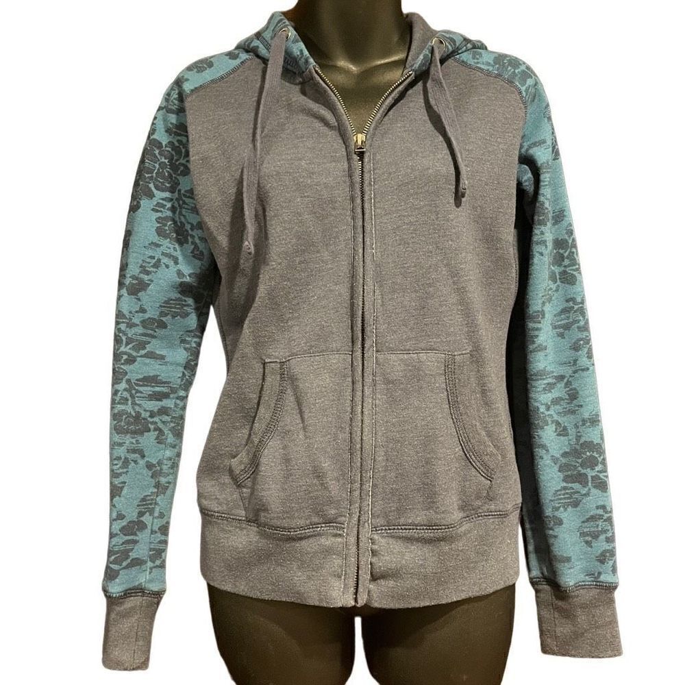 Aéropostale Navy Blue Floral Zip-Up Hoodie Sweatshirt Junior’s XS